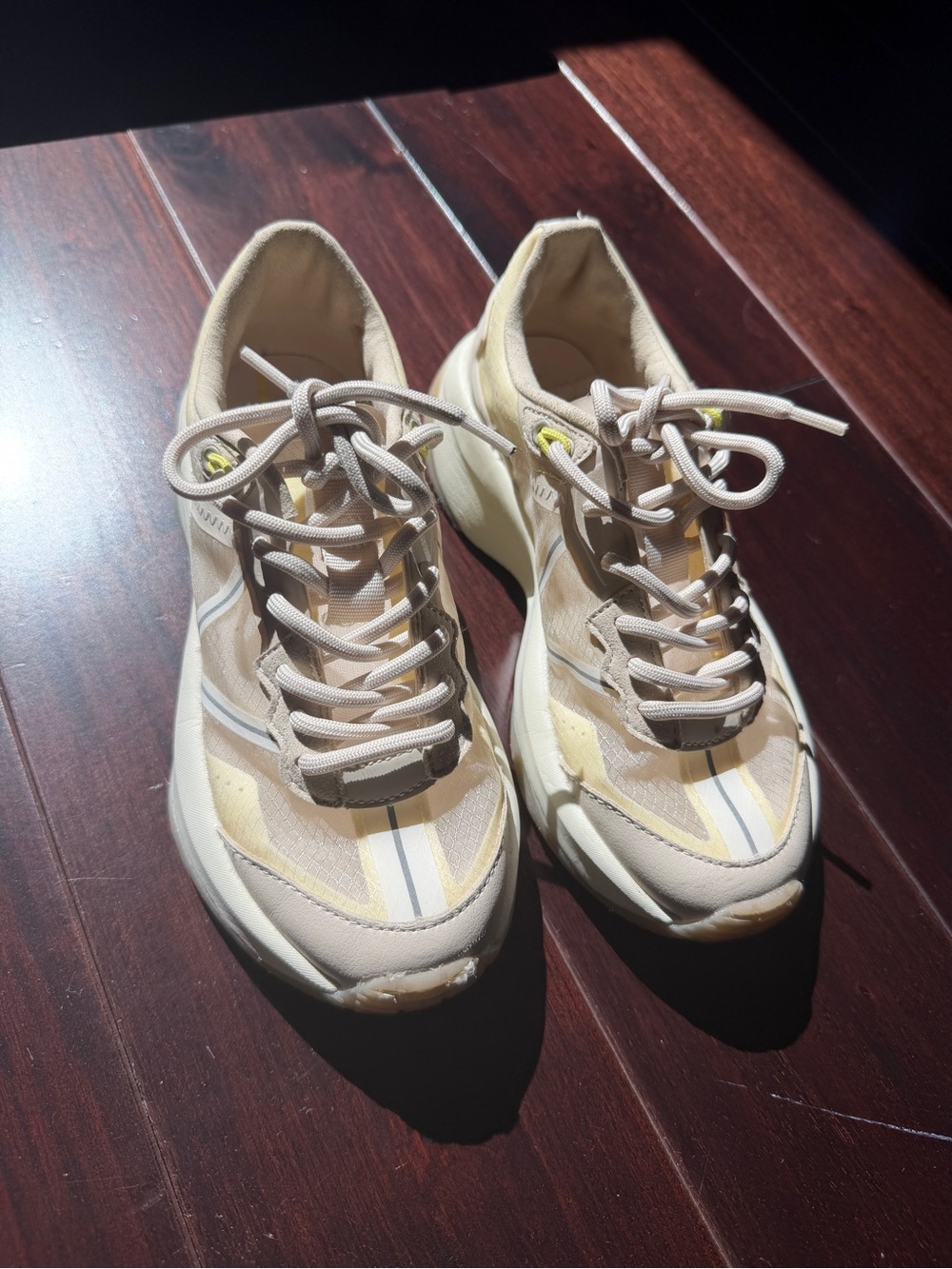 Zara Kids Cream Sneakers with Yellow Accents